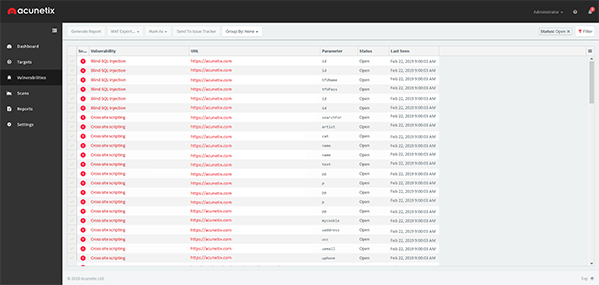 ACUNETIX flaw comparative