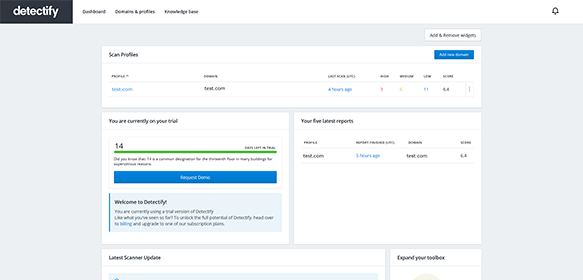 DETECTIFY dashboard comparative