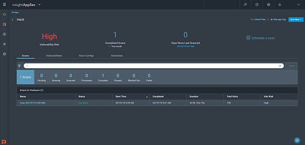 RAPID7 scan overview comparative