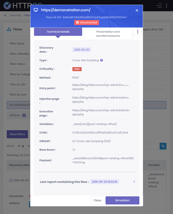 Receive by email a detailed report at the end of the scan