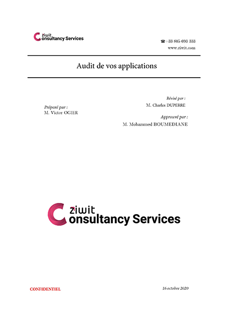 Rapport audit de vos applications