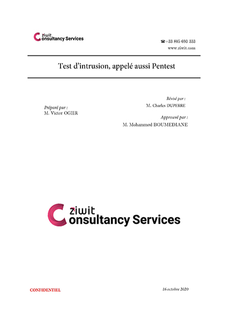 Rapport test d’intrusion, appelé aussi Pentest