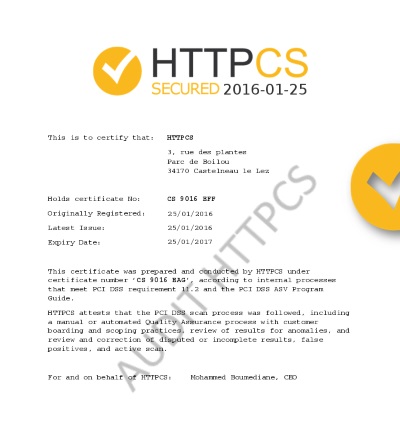 Certification HTTPCS Certification audit HTTPCS