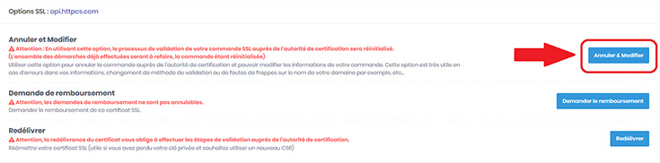 Coordonnées de contact cliquez sur annuler et modifier