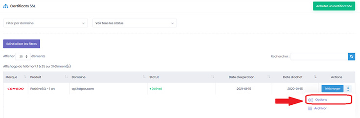 Remboursement options