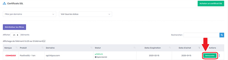 Renouveler mon certificat