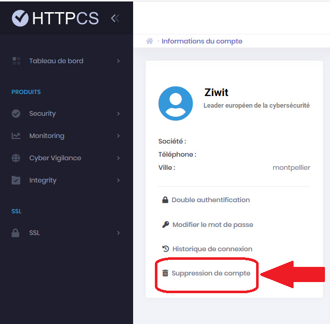 Supprimer mon compte