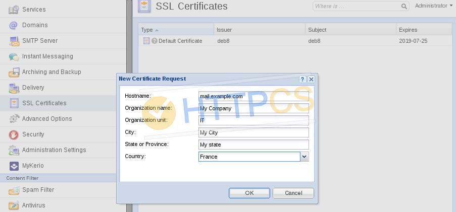 Comment installer un certificat SSL avec Kerio Mail Server