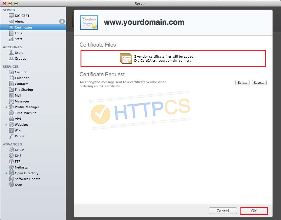 How to install an SSL certificate on OS X Server