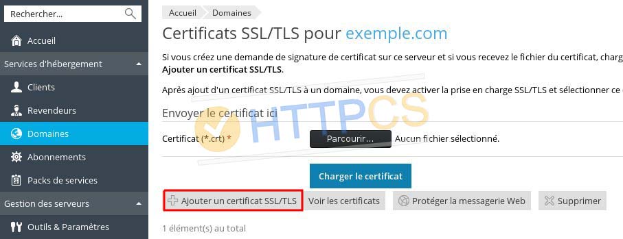Comment installer un certificat SSL avec Plesk Panel
