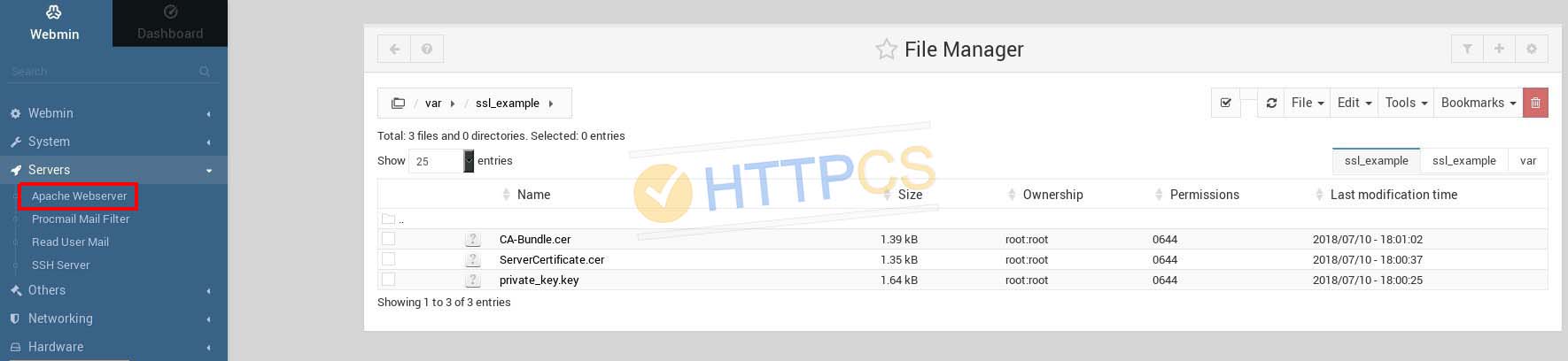 How to install an SSL certificate with Webmin