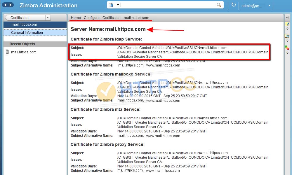 Comment installer un certificat SSL avec Zimbra