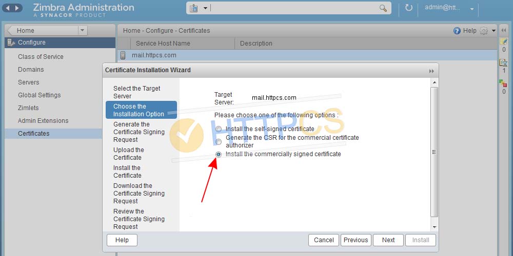 Comment installer un certificat SSL avec Zimbra
