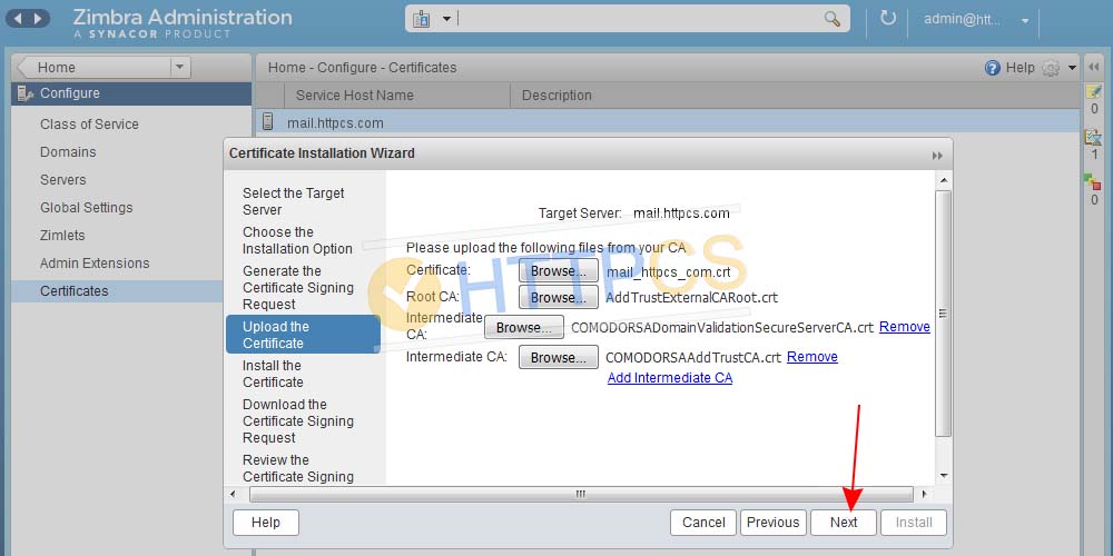 How to install an SSL certificate with Zimbra