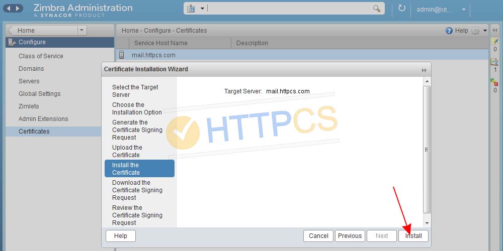 How to install an SSL certificate with Zimbra