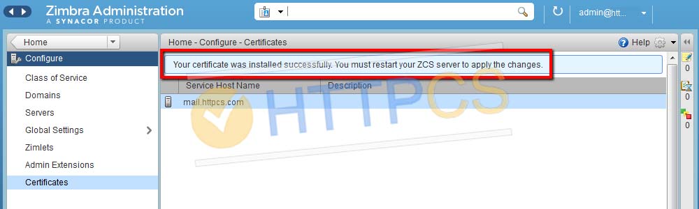 Comment installer un certificat SSL avec Zimbra